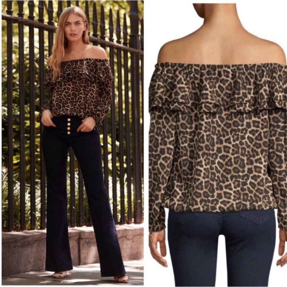 NWOT Michael Michael Kors leopard print ruffle top